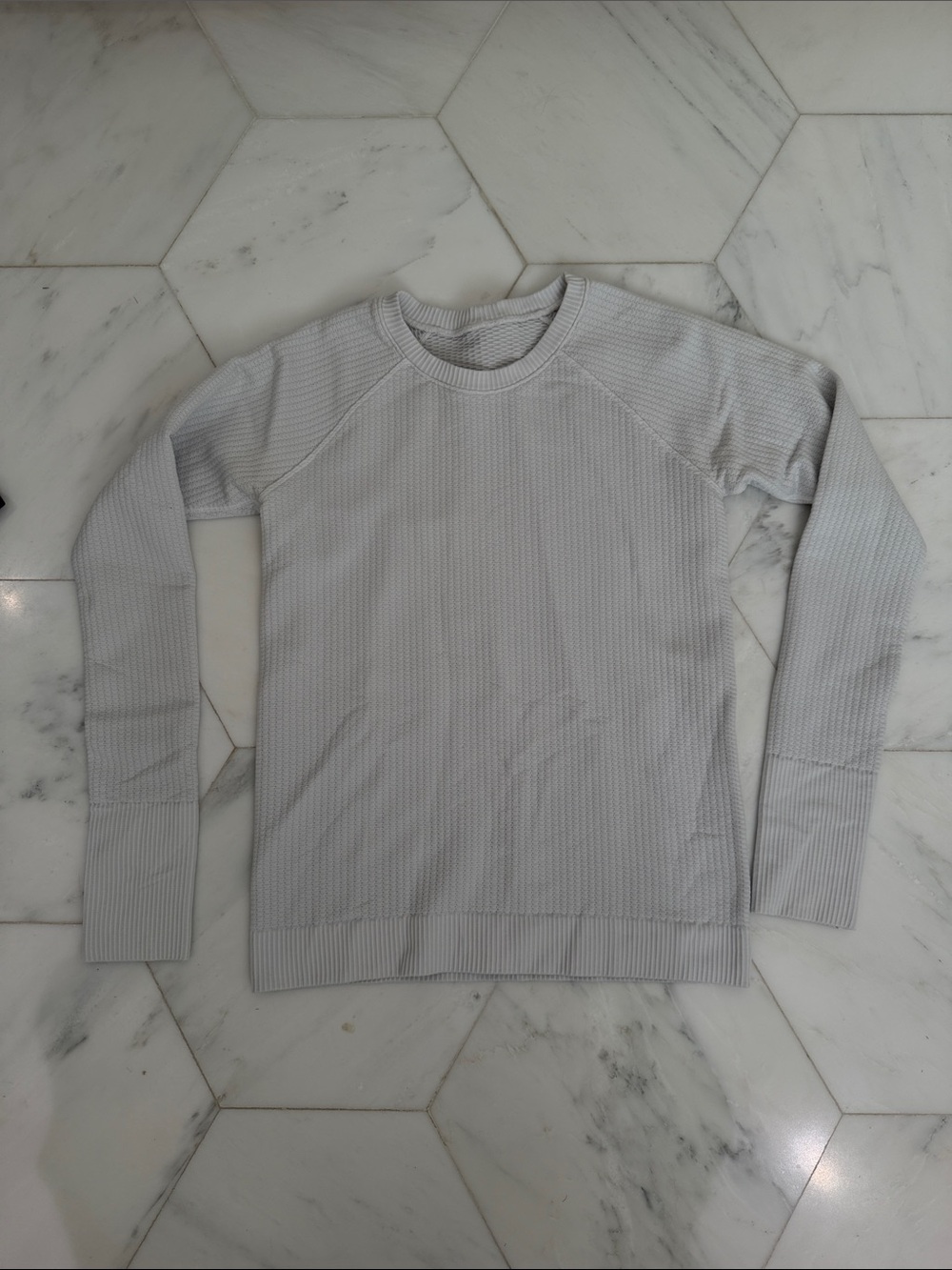 Womens LuluLemon Light Gray Waffle Knit Crewneck Sweater